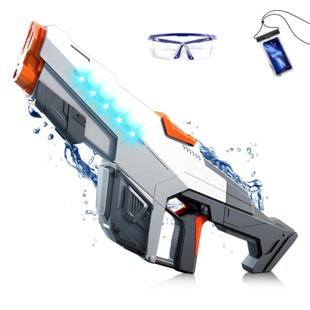 Pistolet à Eau Électrique Puissant – Avec Effets de Lumière + Lunettes de Protection - Gris · Smarty Paris